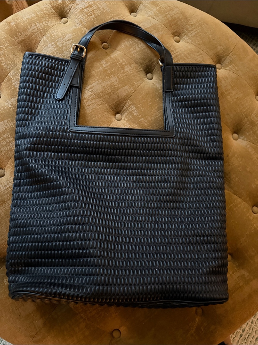 Urban Expressions Black Woven Tote with Top Handles